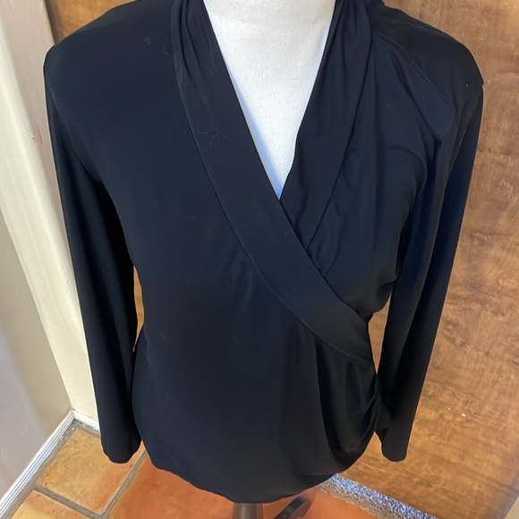 Black Faux Wrap Top - Picture 3 of 6